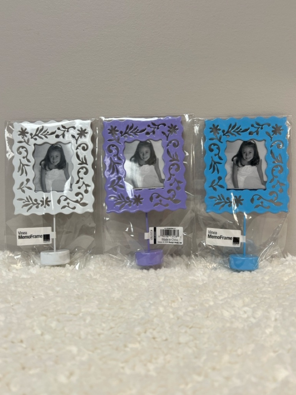 Design Ideas "Vinea" White, Lavender & Blue Photo Memo Frames Set of 3